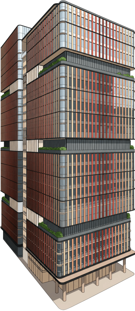 Isometric view of the building